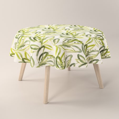 Obrus okrągły 160 x 160 cm biało-zielony