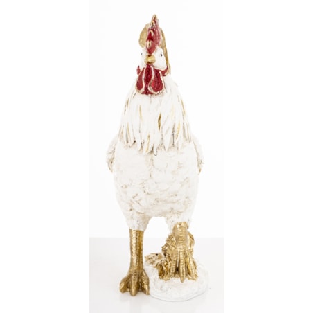 Dekoracja - kogut 34,5x25,5x11,5 cm CAZZO biało-złoty