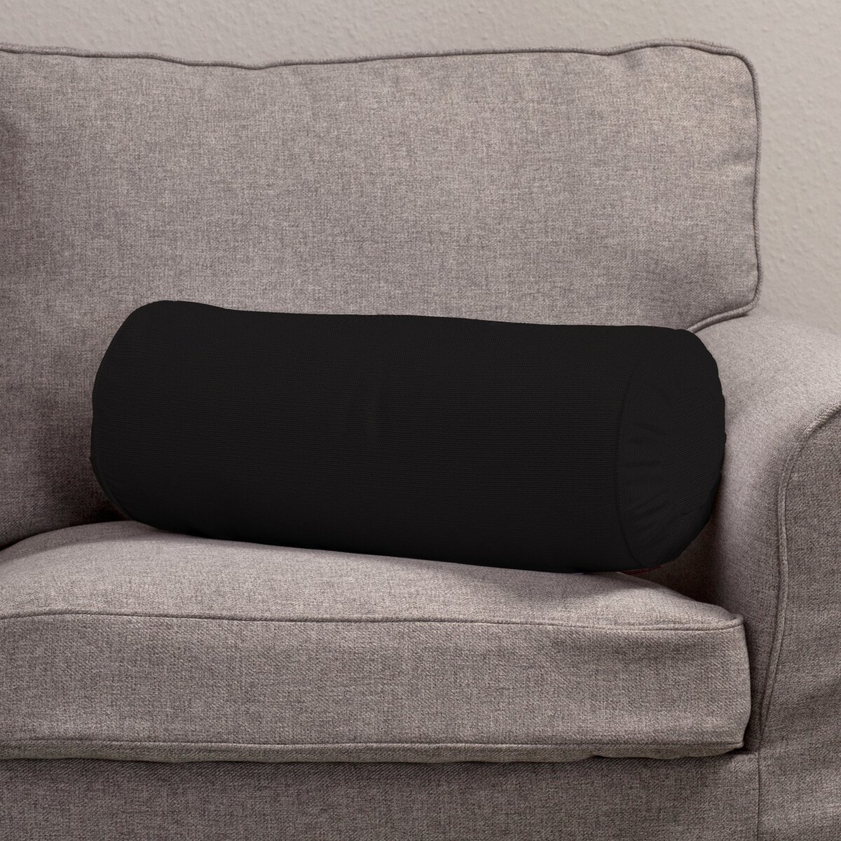 Poduszka wałek z zakładkami, Black (czarny), Ø20 x 50 cm, Cotton Panama