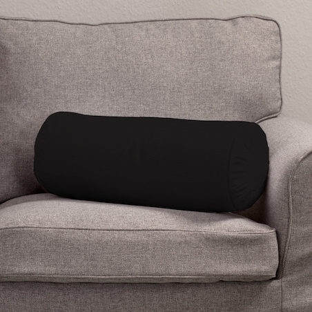 Poduszka wałek z zakładkami, Black (czarny), Ø20 x 50 cm, Cotton Panama