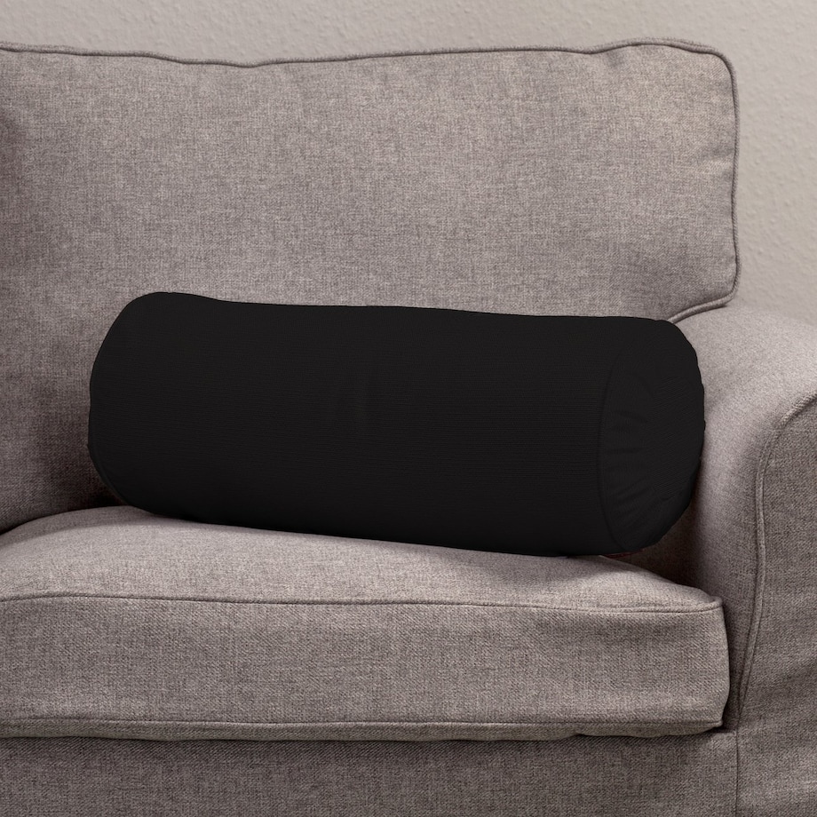 Poduszka wałek z zakładkami, Black (czarny), Ø20 x 50 cm, Cotton Panama