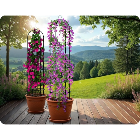 Pergola ogrodowa czarna na kwiaty róże 200x40cm + kotwy Plonos