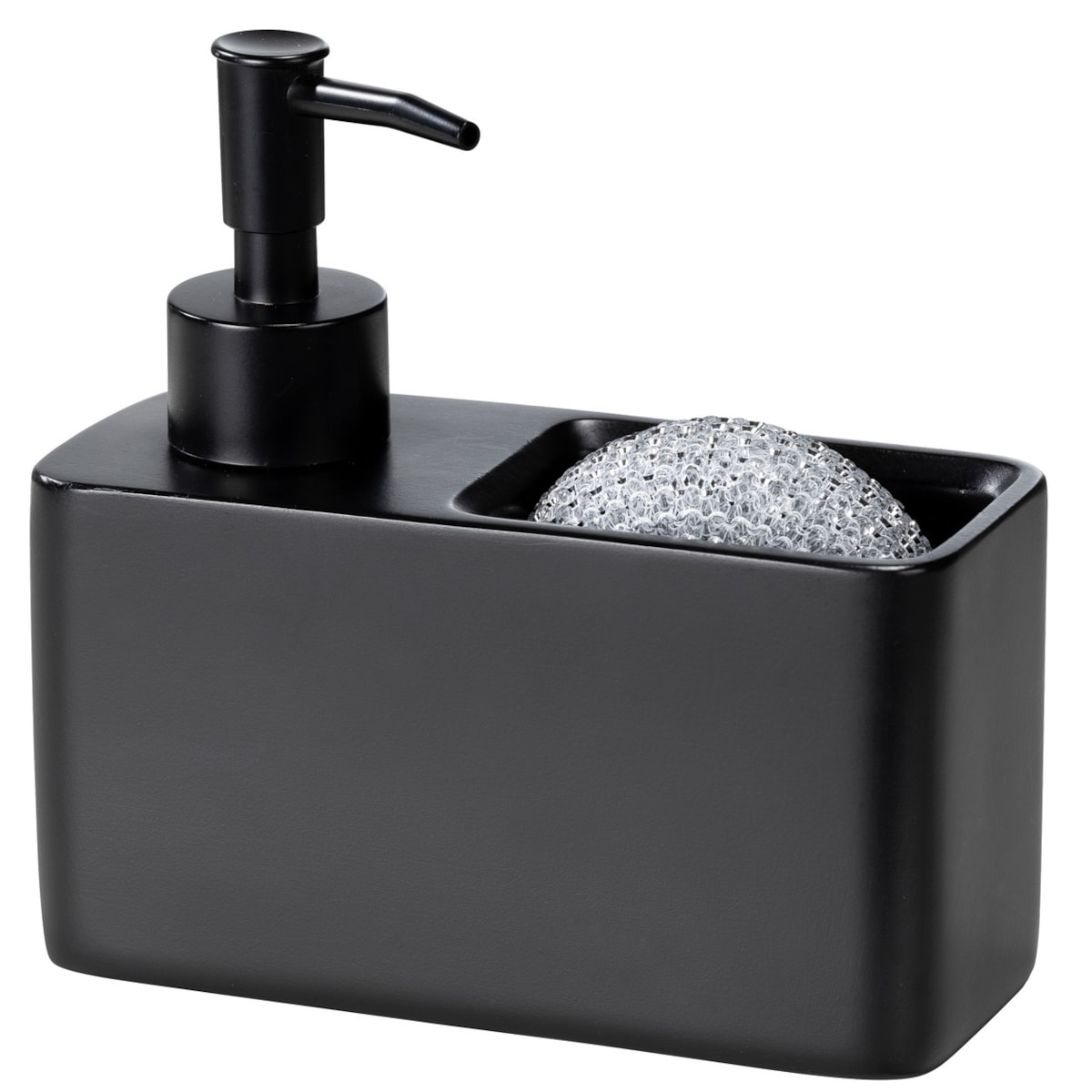 Dozownik z miejscem na gąbkę, 150 ml, Resa, WENKO, kolor czarny, tworzywo sztuczne