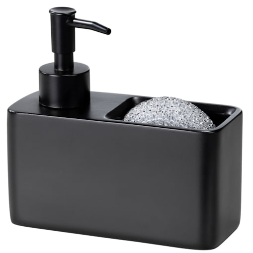 Dozownik z miejscem na gąbkę, 150 ml, Resa, WENKO, kolor czarny, tworzywo sztuczne