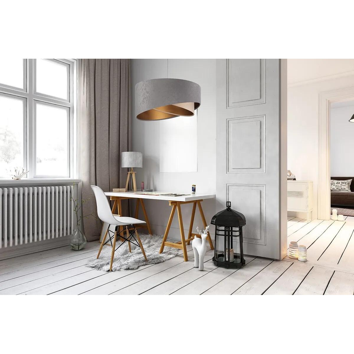 Lampa wisząca SILVERY szara/beżowa/złota