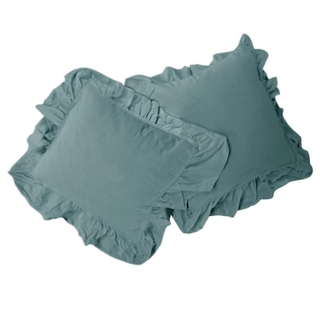 Pościel bawełniana 160x200 z falbanką Stonewashed Exclusive, Mineral Blue