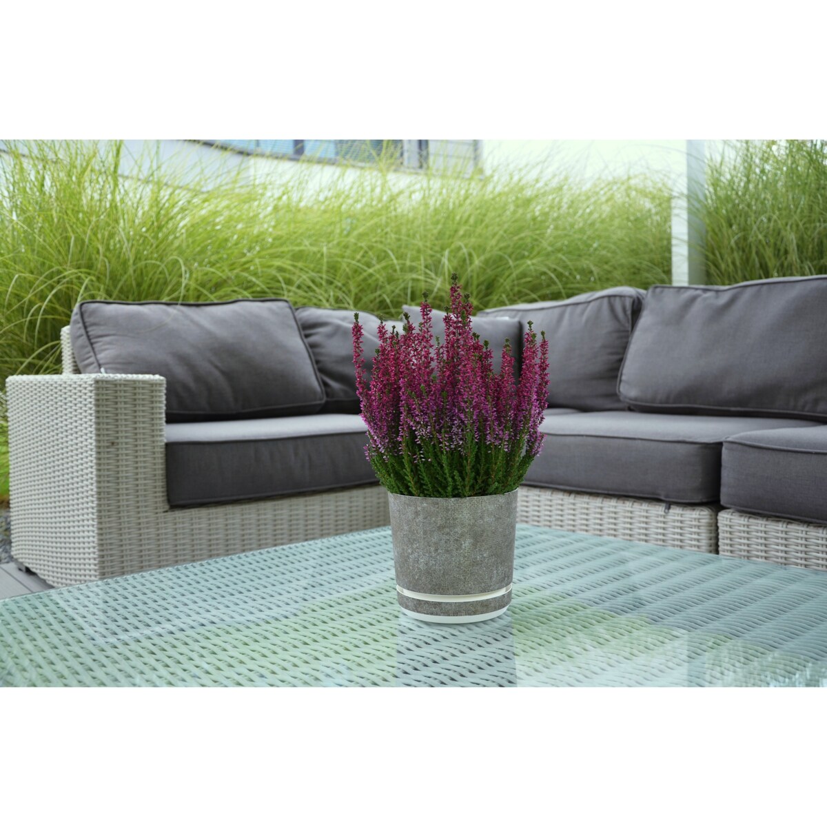 12 cm wzór Szary gres TRIBECA 013 Doniczka z podstawką matowa donica z połyskującym srebrnym wzorem