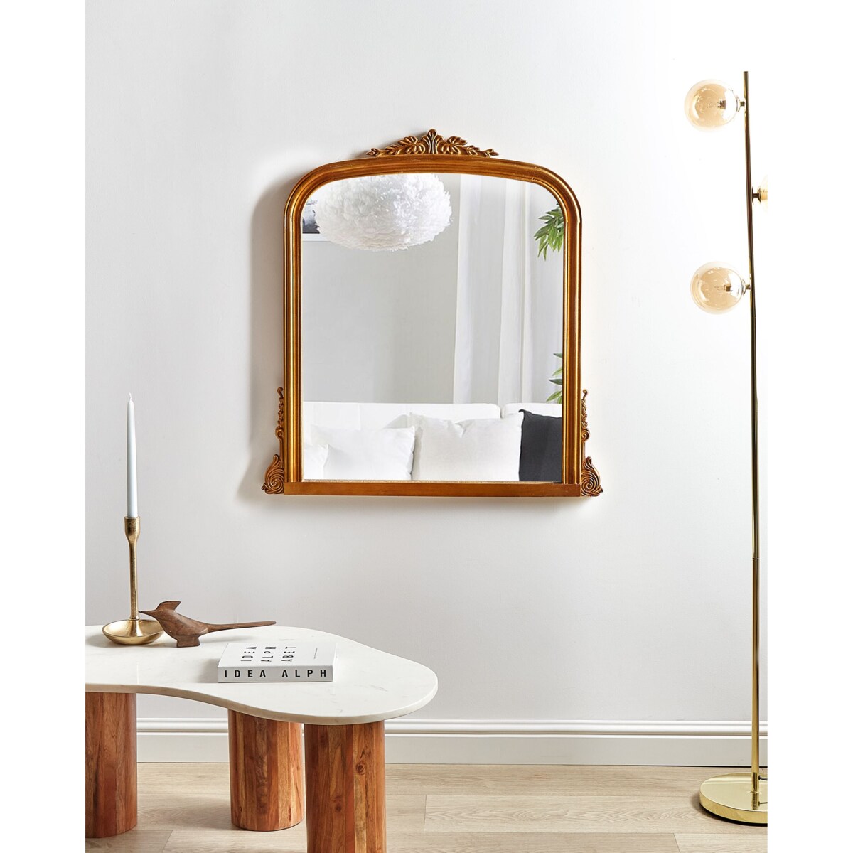 Lustro ścienne SUSSEY 75 cm 78 cm Złoty