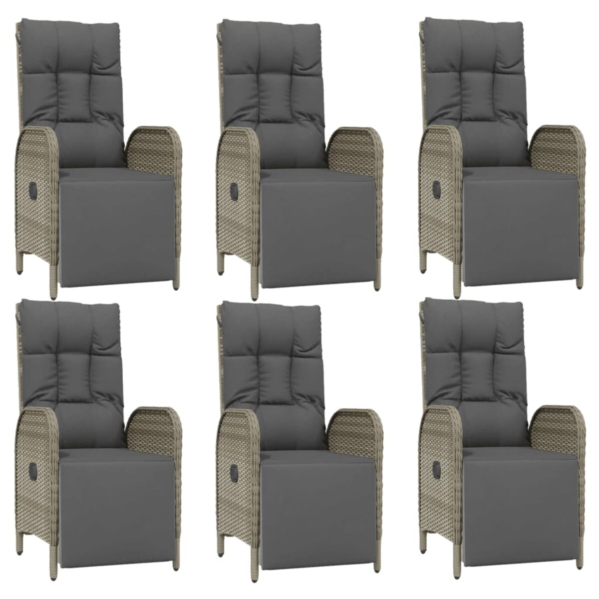 vidaXL 7-cz. zestaw mebli ogrodowych z poduszkami, szary rattan PE