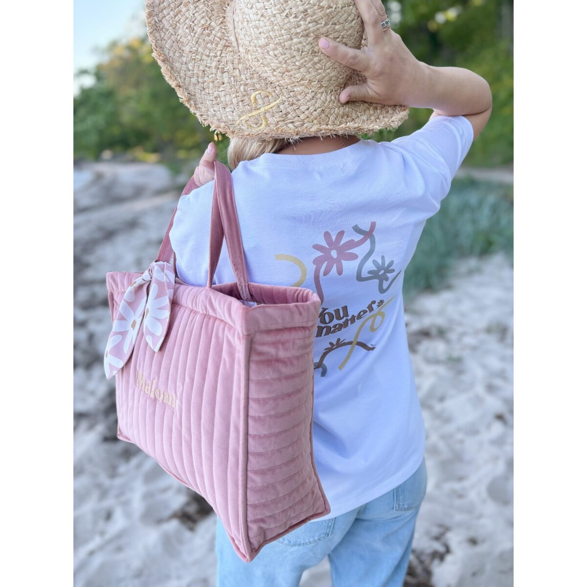 Pikowana torba do wózka Blush Rose