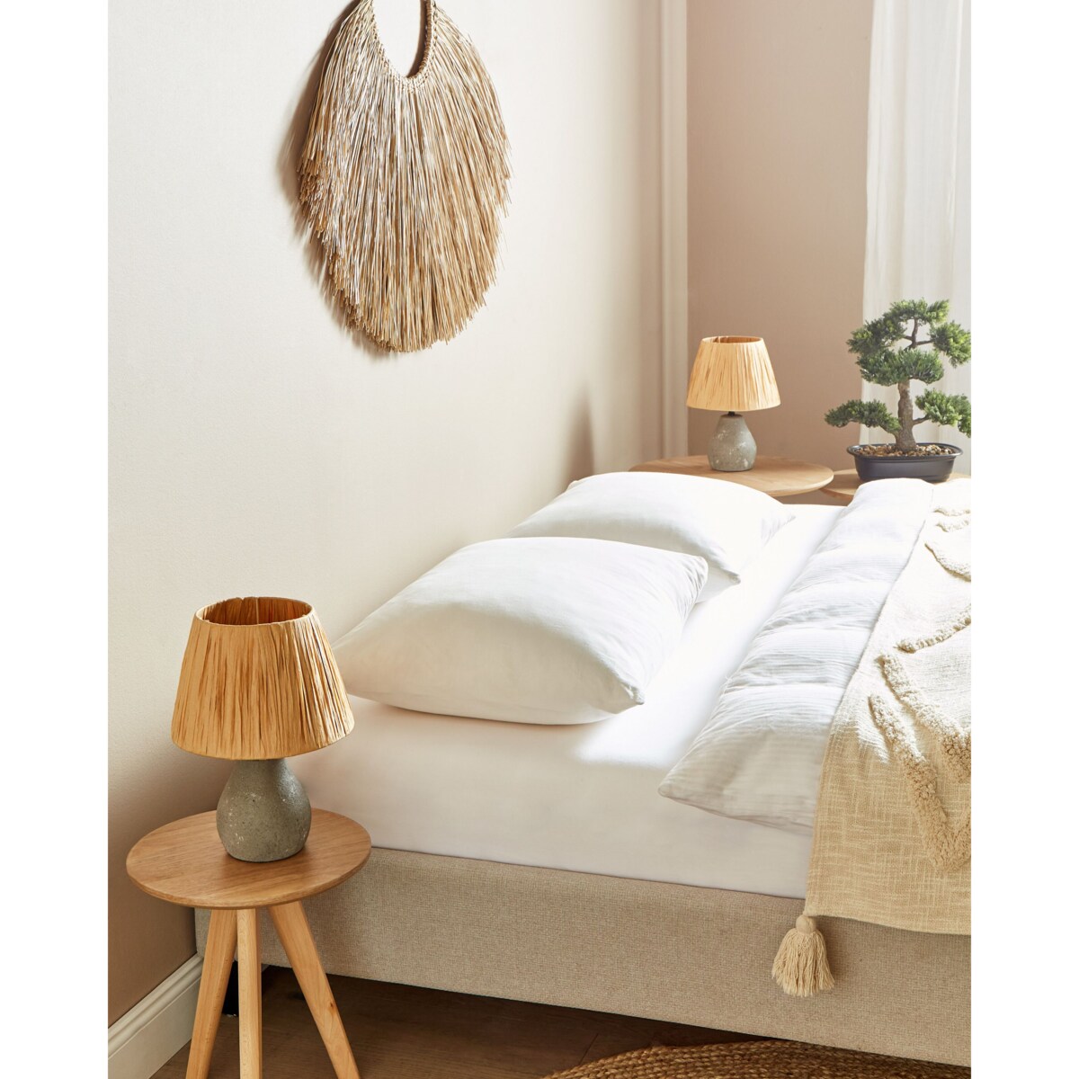 Zestaw 2 lampek nocnych ceramicznych szary ARWADITO