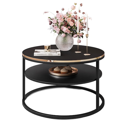 Stolik kawowy COREIL z półką czarny mat