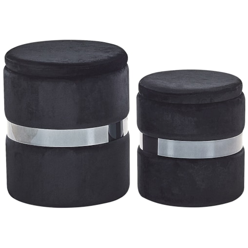 Zestaw 2 pufów ze schowkiem welurowy czarny DORIS