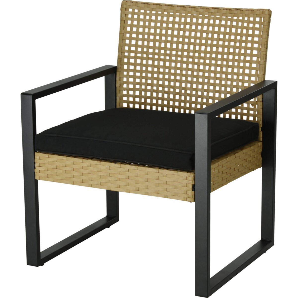 Komplet mebli ogrdowych, plecione siedziska z drewnianym stolikiem