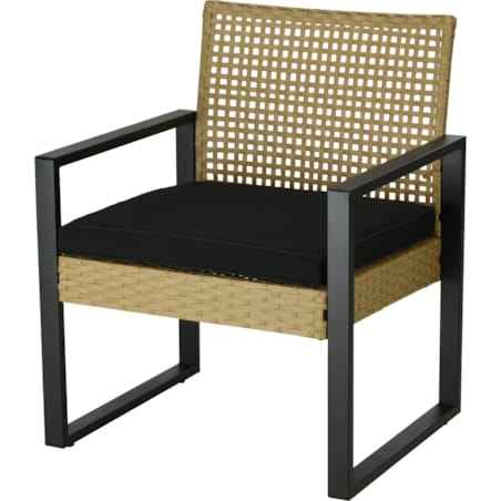 Komplet mebli ogrdowych, plecione siedziska z drewnianym stolikiem