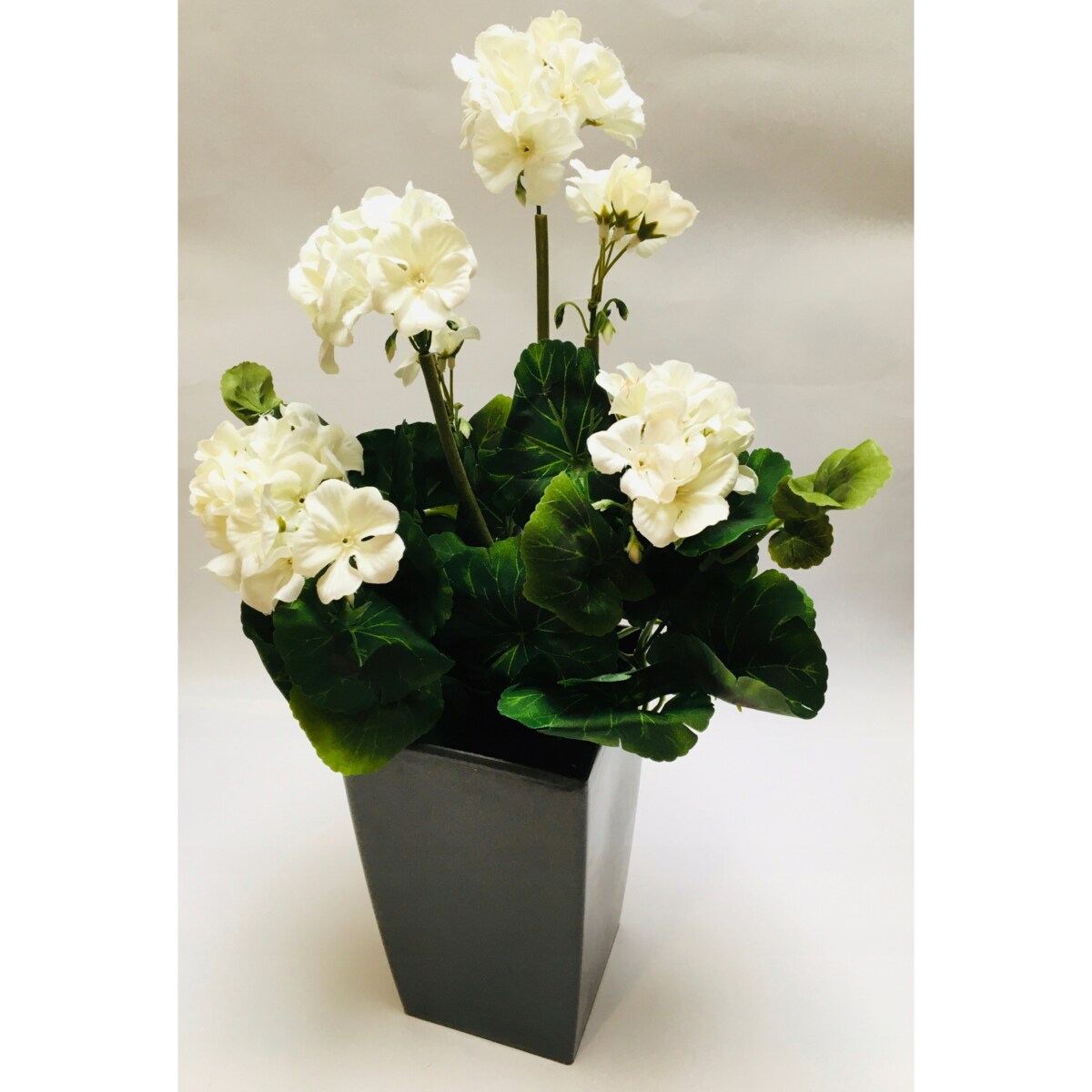 PELARGONIA sztuczna białe kwiaty DO DONICZKI wazonu wiosenne BUKIET stroik