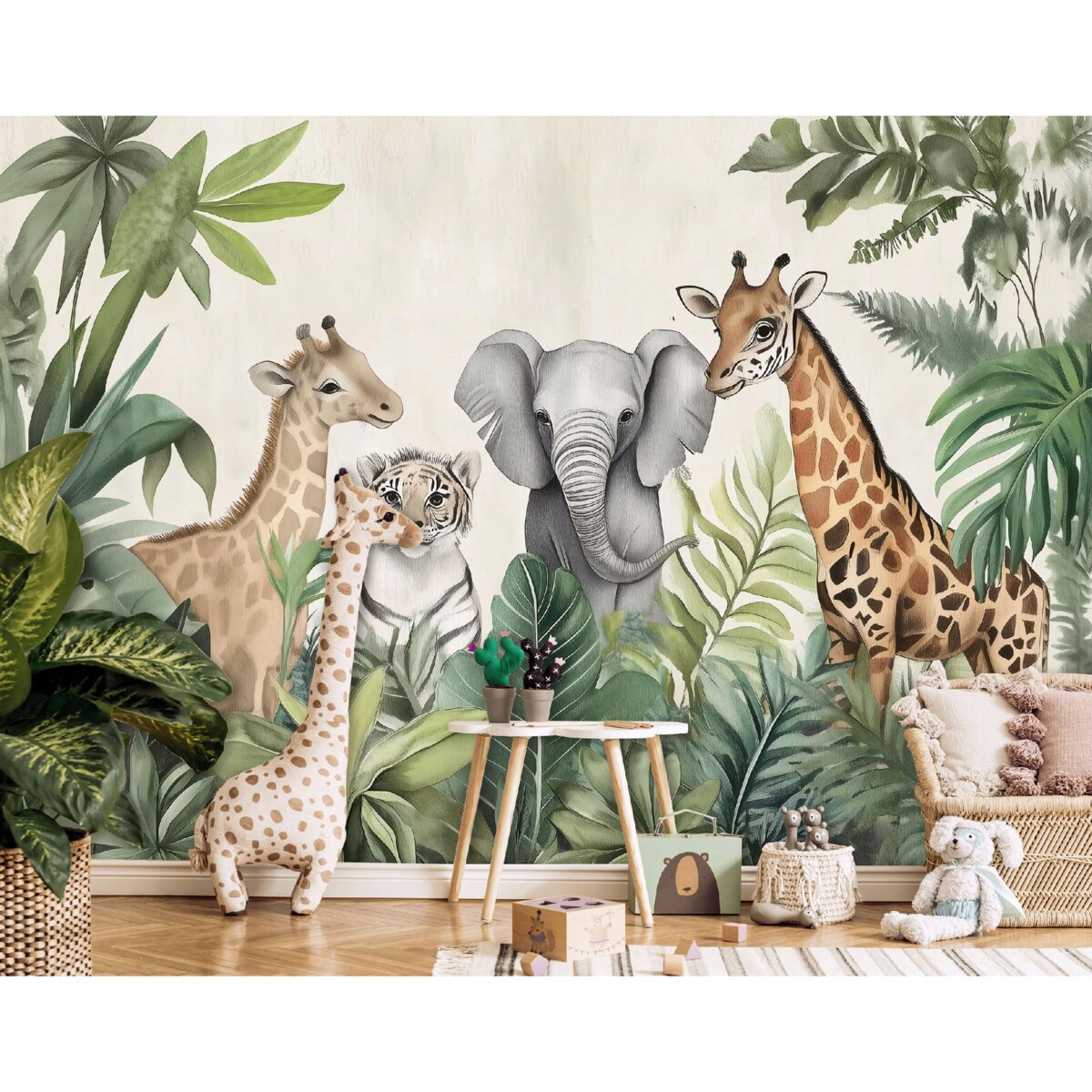 Fototapeta Dla Dzieci Na Flizelinie Dżungla Słoń Zielony 300x210