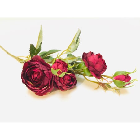 GAŁĄZKA RÓŻA FUKSJA stroika do bukietu sztuczna wiązanka pączki liście