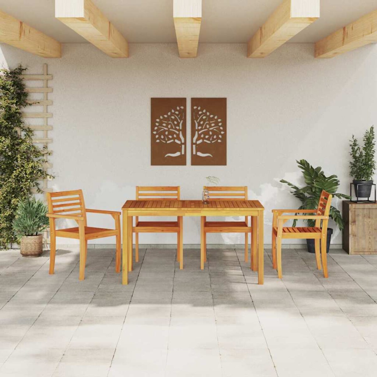 vidaXL Zestaw do jadalni w ogrodzie 5 pcs Brązowy lite drewno akacjowe