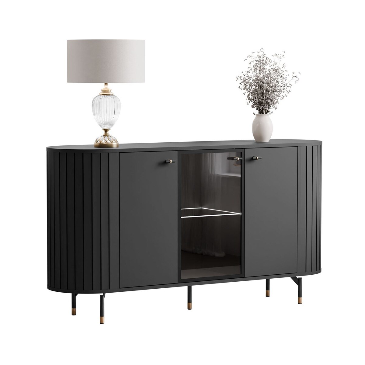 Komoda ELODIE 3D z oświetleniem LED czarna