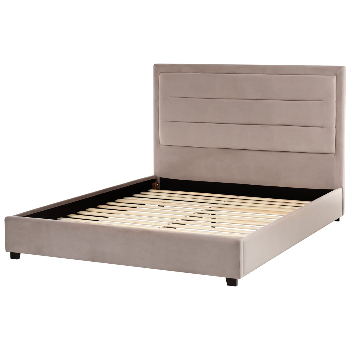 Łóżko Welur ROUEN 140 x 200 cm Beżowoszary