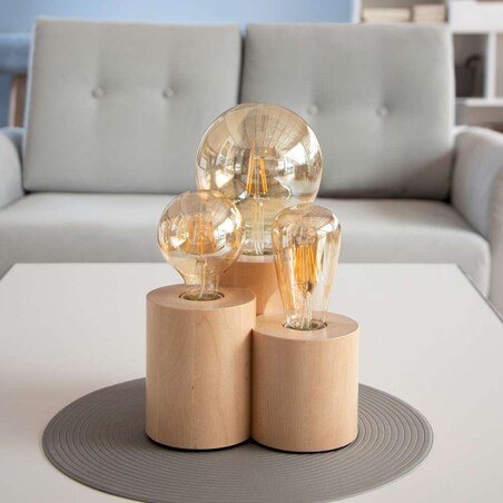 Stojąca LAMPA stołowa VINCENT 2266360 Spotlight rustykalna LAMPKA biurkowa drewniane tuby brzoza