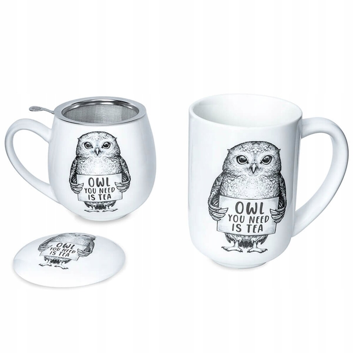 Porcelanowy kubek z uchwytem SOWA do kawy herbaty czekolady 400ml - prezent upominek dla kobiety faceta babci dziadka mamy taty dziewczyny chłopaka
