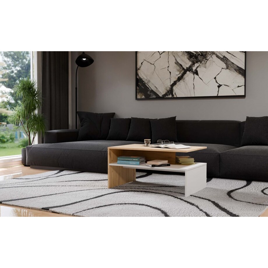 Ława Boston artisan biel stolik kawowy półki