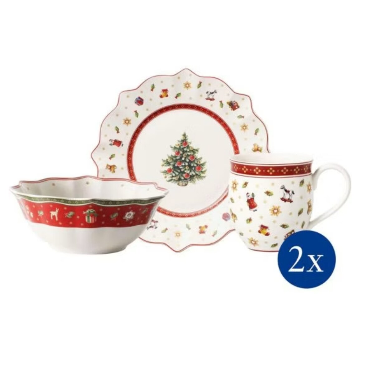 Zestaw świątecznych naczyń dla 2 osób biały Toy's Delight, Villeroy & Boch
