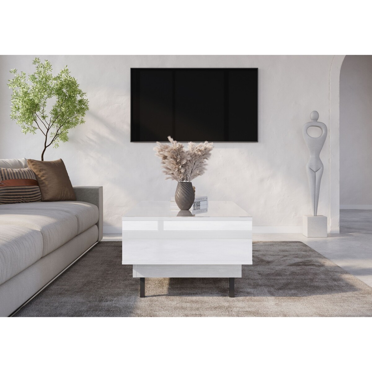 Elegancki biały stolik Dancan ARTEMISA ze złotymi dodatkam