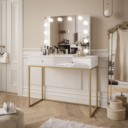 BLANCO GOLD ELITE toaletka z lustrem i oświetleniem LED 100x42x81 cm