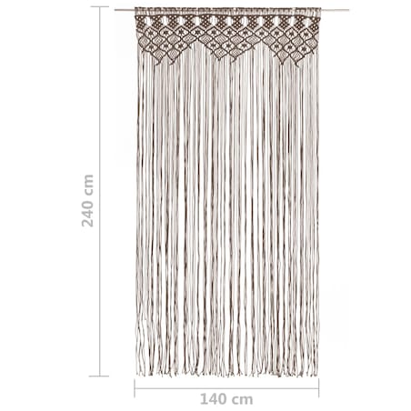 vidaXL Zasłona z makramy, kolor taupe, 140 x 240 cm, bawełna