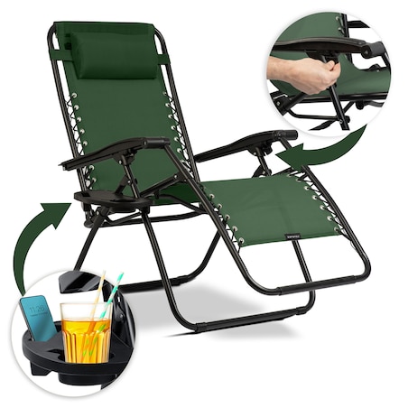 Leżak ogrodowy grawitacyjny Sofotel plażowy zielony składany fotel na taras balkon 2 szt.