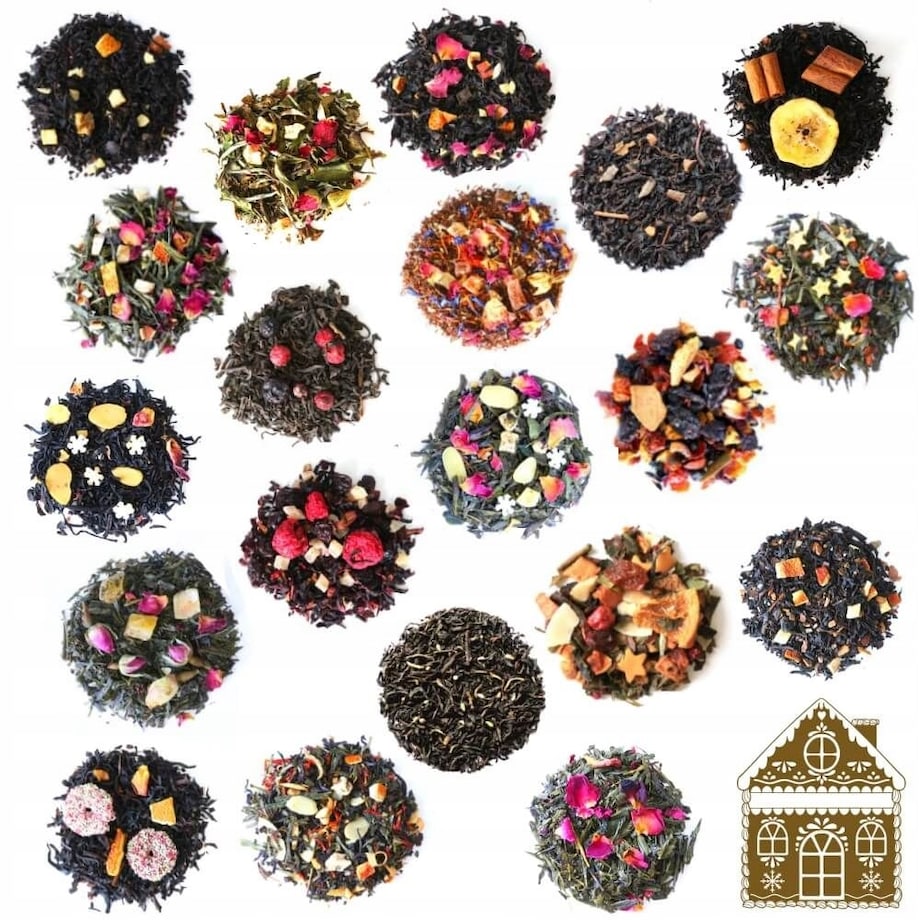 ŚWIĄTECZNY ZESTAW PREZENTOWY Z HERBATAMI 20 RÓŻNYCH SMAKÓW PREZENT UPOMINEK POD CHOINKĘ NA ŚWIĘTA GWIAZDKĘ MIKOŁAJA BOŻE NARODZENIE DLA KOBIETY FACETA MĘŻCZYZNY