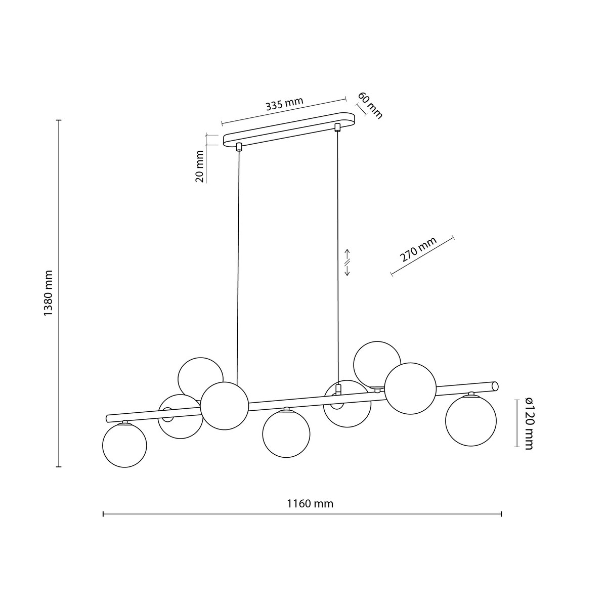 Wisząca lampa kulista ESTERA 5667 TK Lighting molekuły czarne grafit