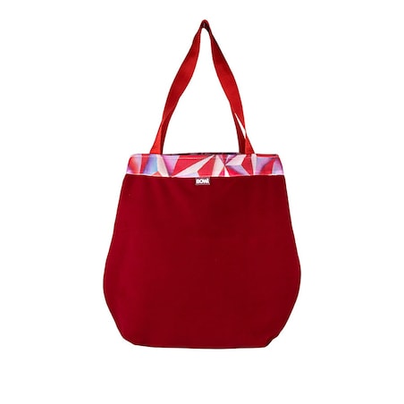 Torba na zakupy bordowa- kolorowy wzór ze sprzączką