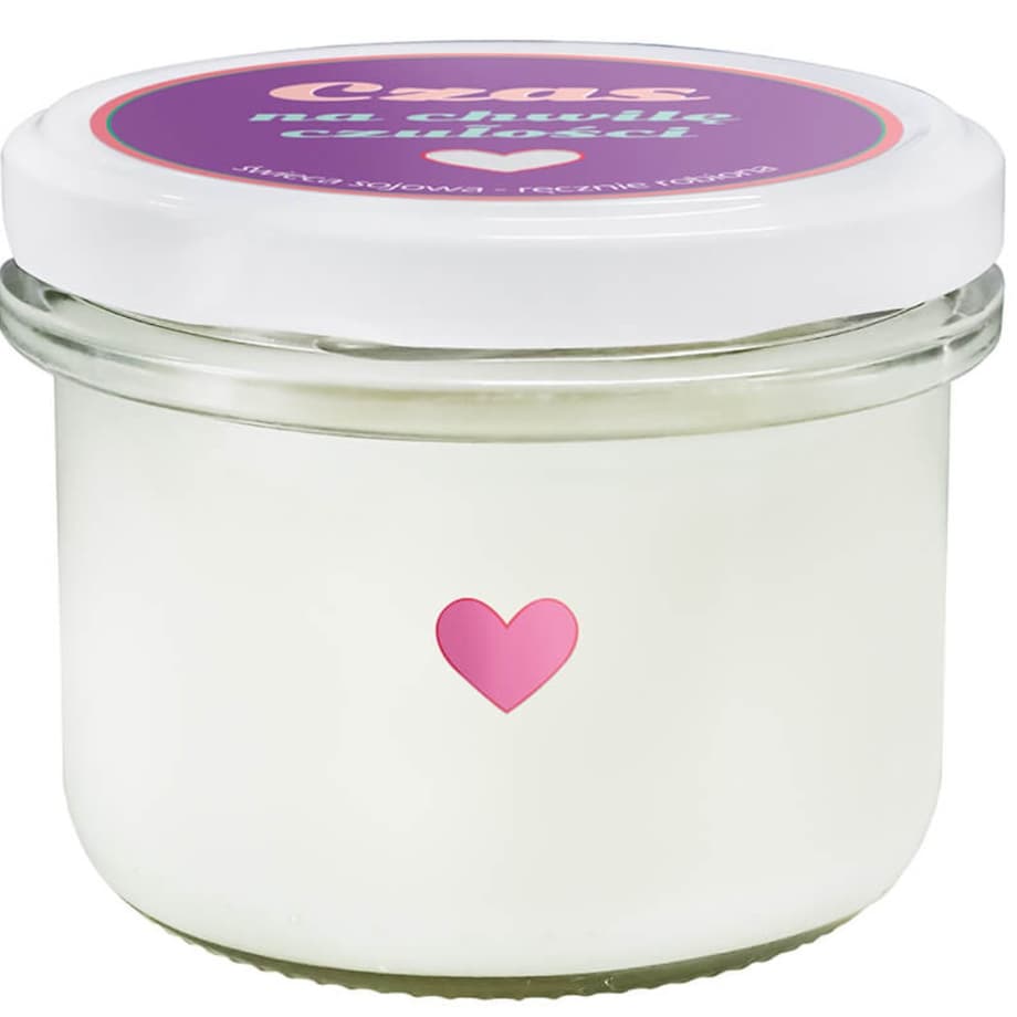 Naturalna świeca sojowa zapachowa "CZAS NA CHWILĘ CZUŁOŚCI" romantyczny prezent upominek na walentynki rocznice dla chłopaka dziewczyny niej niego żony męża kobiety faceta mężczyzny