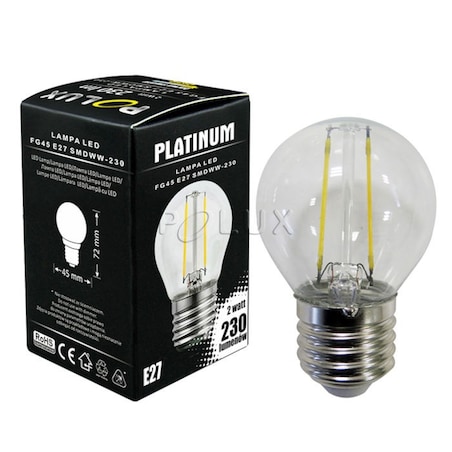 Filamentowa żarówka retro 305091 G45 LED 2W E27 bańka 230lm 230V biała ciepła, Polux