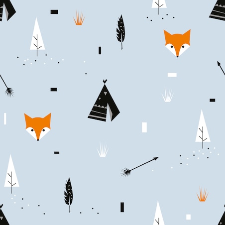 Tapeta Dla Dzieci LISKI Tipi Strzały Drzewa