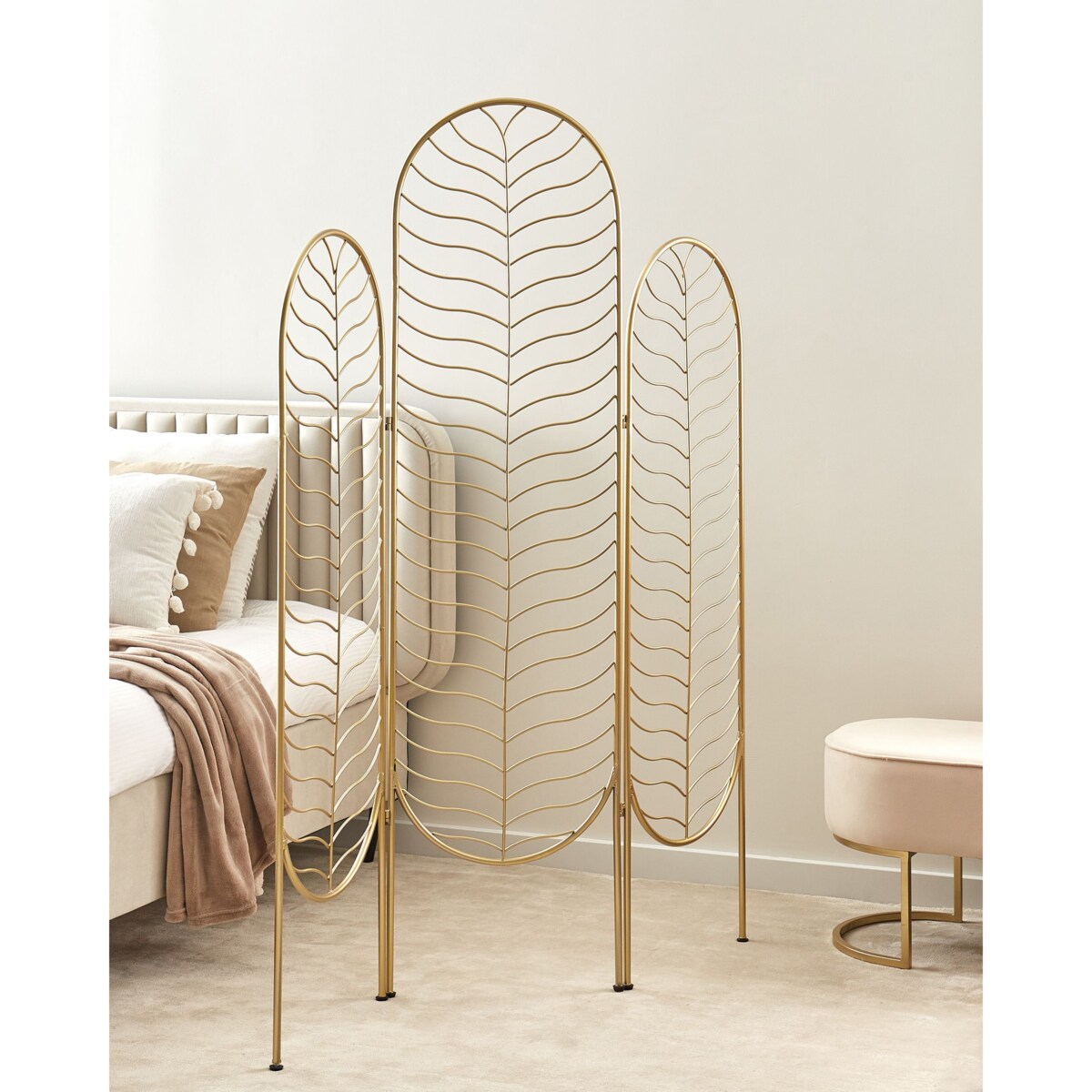 3-panelowy składany parawan pokojowy metalowy 120 x 160 cm złoty PESCIA