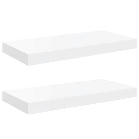 vidaXL Półki ścienne, 2 szt., wysoki połysk, białe, 50x23x3,8 cm, MDF