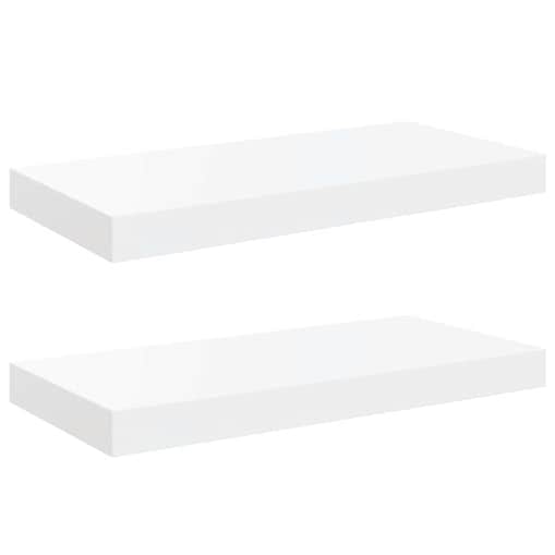 vidaXL Półki ścienne, 2 szt., wysoki połysk, białe, 50x23x3,8 cm, MDF