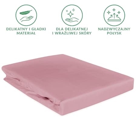 Prześcieradło satynowe z gumką wrzosowe 220 x 200 cm