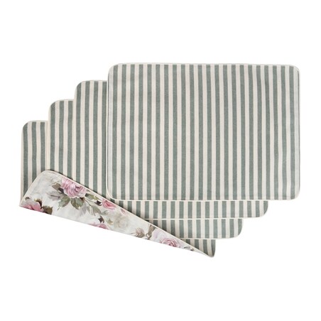 Mini dwustronne podkładki z motywem kwiatowym i eleganckich pasów Rose Garden & Stripes – komplet 4 szt.