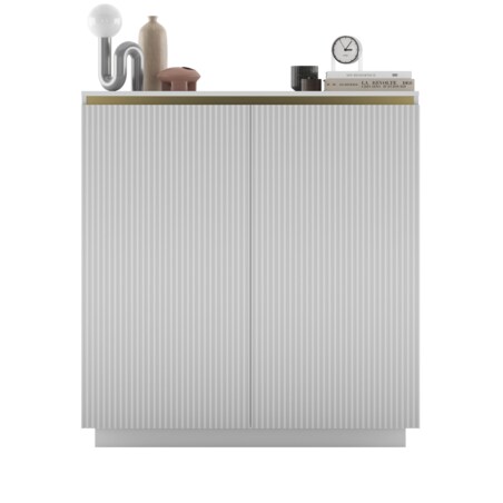 Nowoczesna Komoda Glamour Szafka RTV Biały MAT ryflowane fronty 110,8 cm