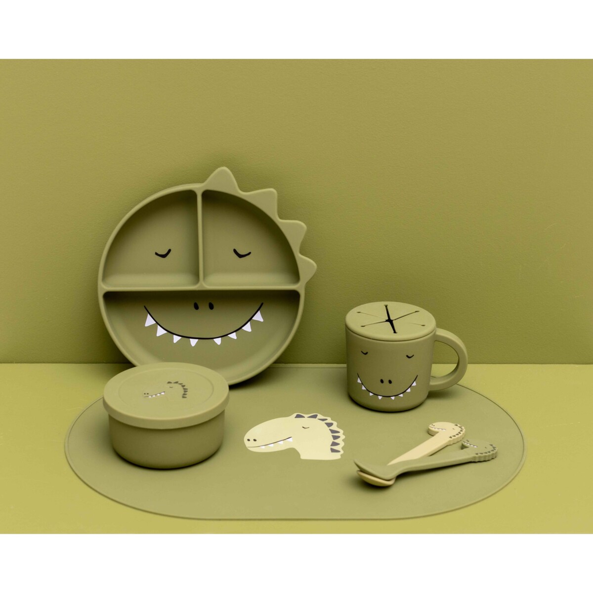 Silikonowy pojemnik na przekąski z pokrywką - Dinozaur