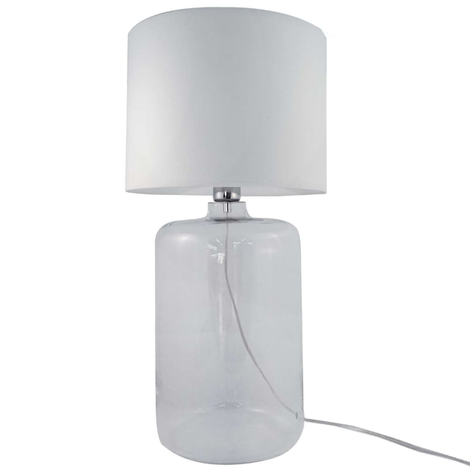 Stojąca LAMPKA nocna AMARSA 5506WH Zumaline szklana LAMPA stołowa biała przezroczysta