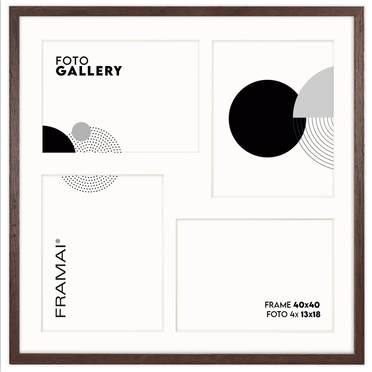 Ramka na zdjęcia 4x 13x18 cm brązowa galeria zdjęć multirama collage 40x40 cm FRAMAI