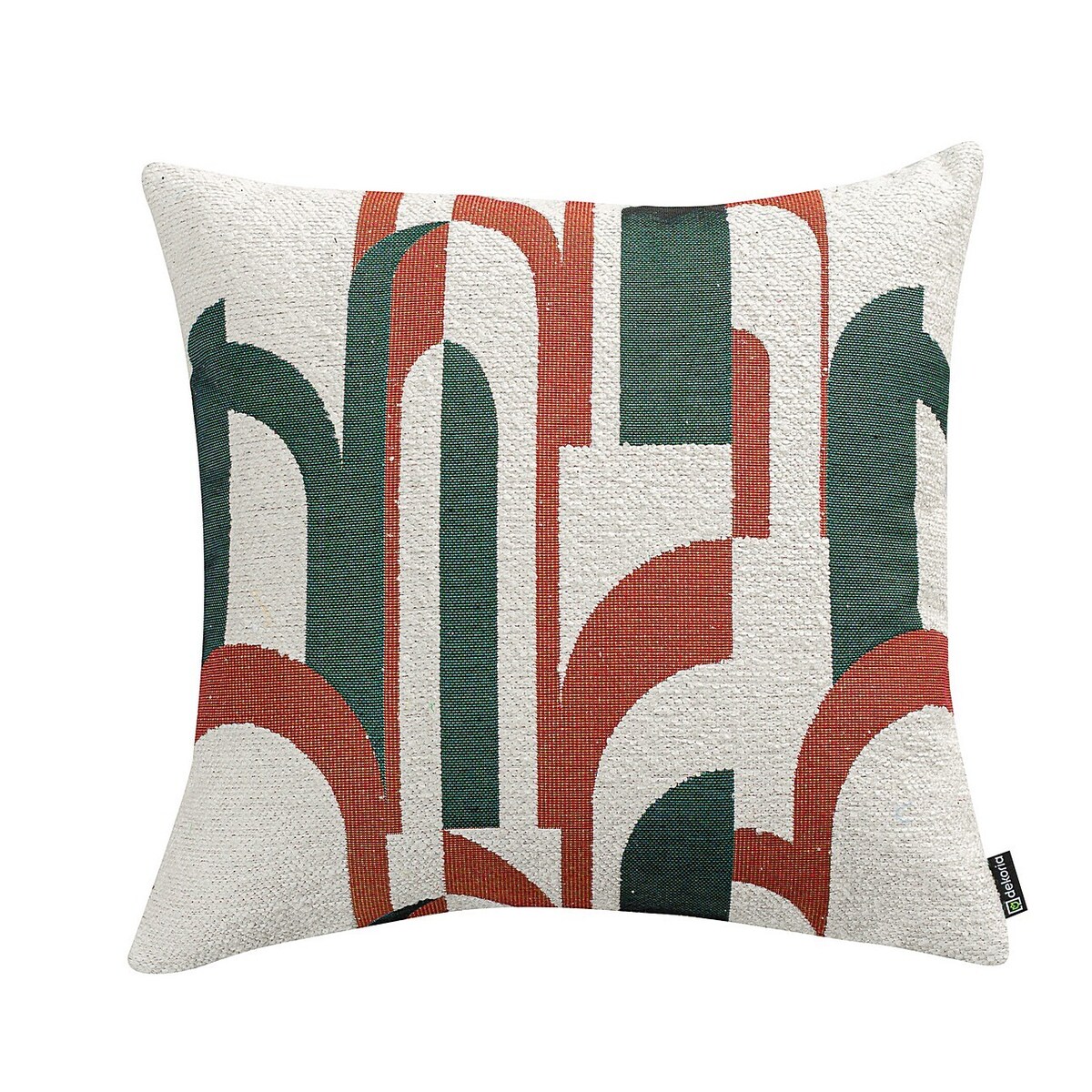 Poszewka Kinga na poduszkę 43x43 zielono-czerwony wzory na kremowym tle