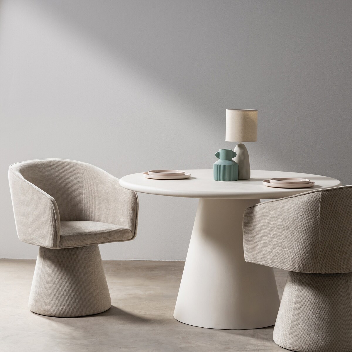 Krzesło tapicerowane obrotowe szarobrązowe bouclé Nalf